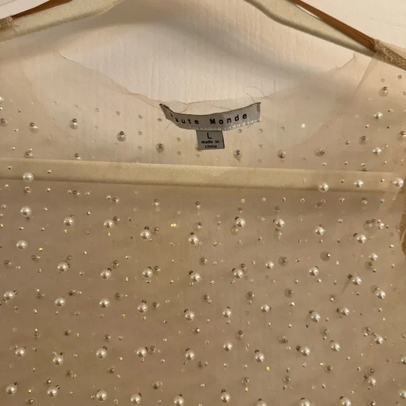 Sheer Beaded and Pearl Top - Picture 3 of 4